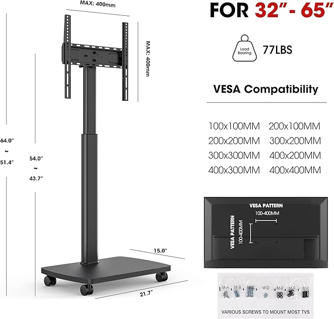 Soporte para TV rodante AOKCOS para TV de 32 a 75 pulgadas miniatura 3