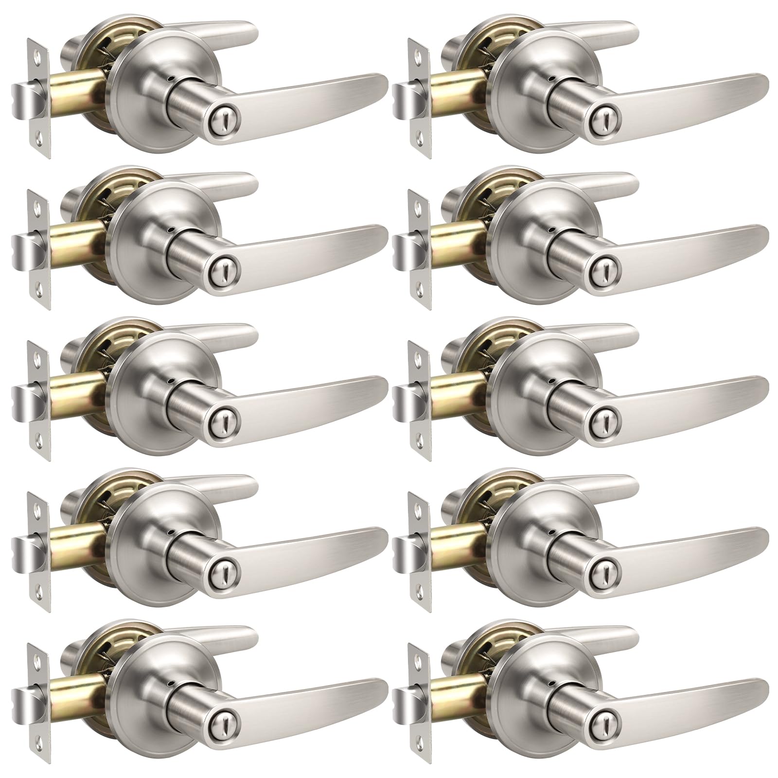 Satin Nickel Door Handles with Lock - Privacy & Security -20