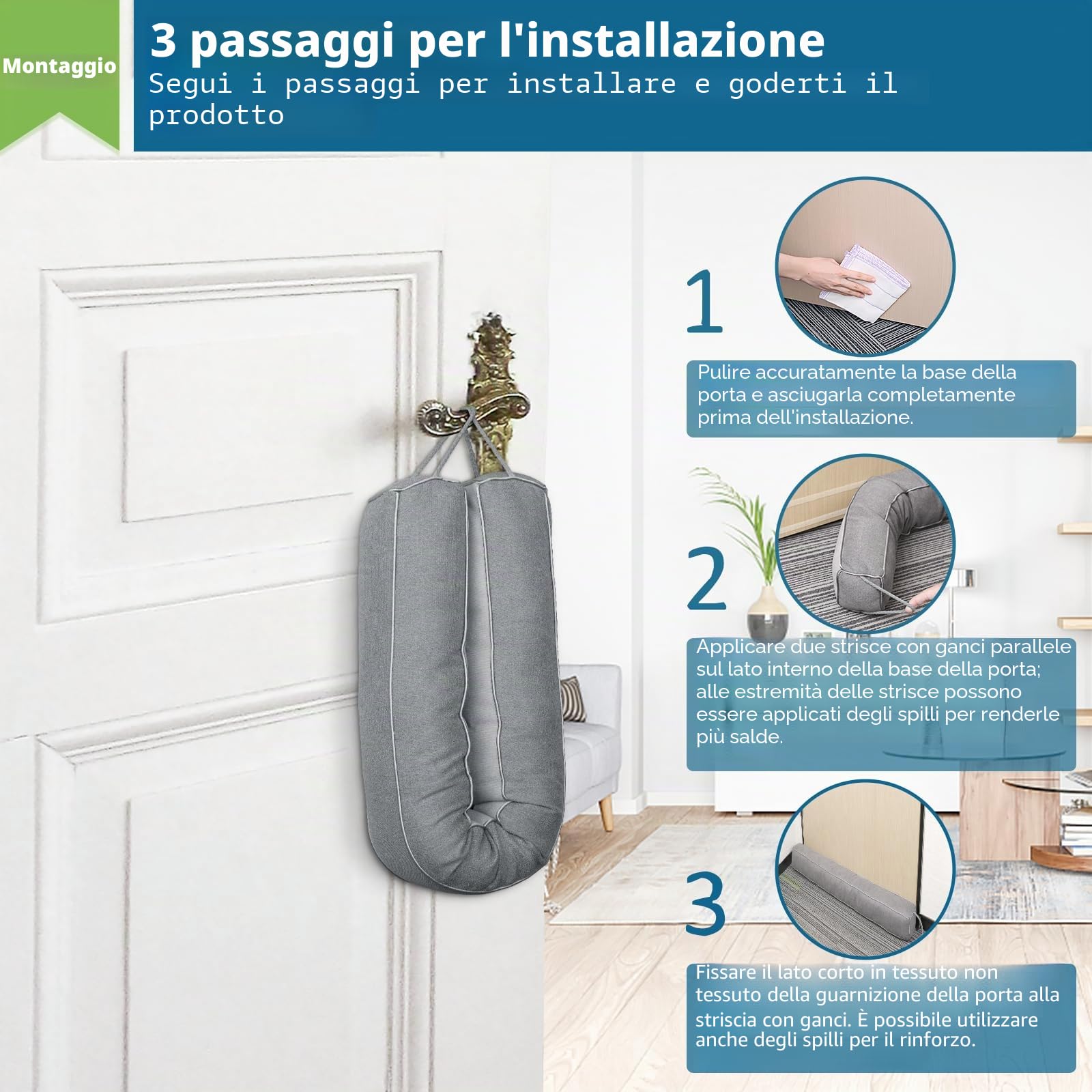 HooTown Paraspifferi per porte, 107 cm, pesante, paraspifferi per porte, paraspifferi, paraspifferi, paraspifferi, paraspifferi per porte, porte, finestre, grigio