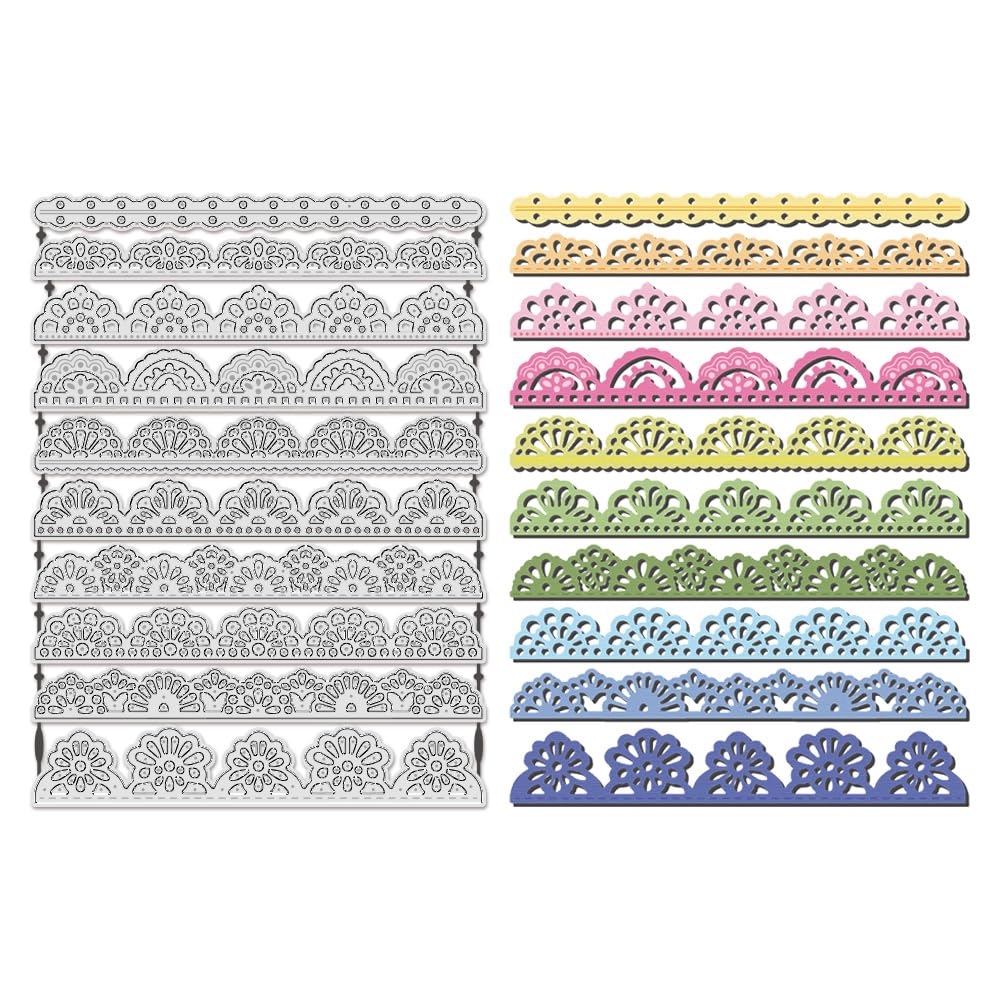 UNICRAFTALE Flower Lace Cutting Dies for DIY Card Making Flower Edge Border Metal Die Cuts Embossing Stencils Lace Card Border Template for Photo Album Paper Craft Scrapbooking Decoration