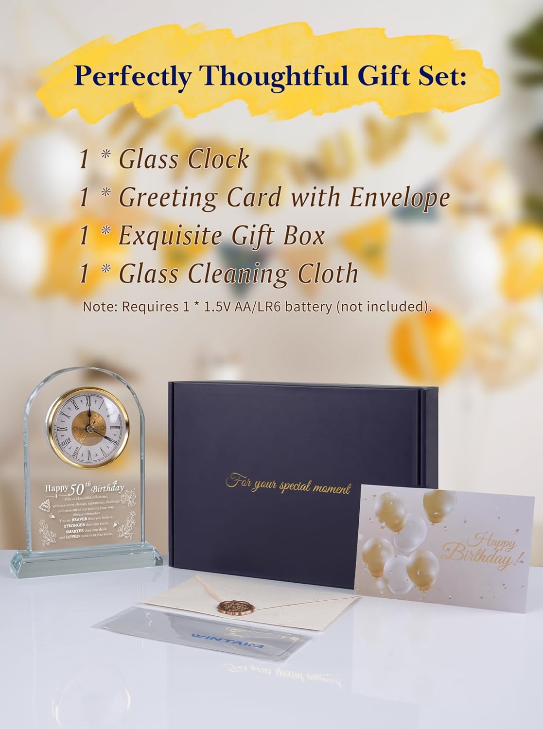 Unique Happy 50th Birthday Gifts for Women, Men, Mom, Dad, Grandma, Grandpa, 50 Year Old Birthday Present Quartz Clocks with Blessing Decorations for Her, Him, Parents, and Couples - Image 6