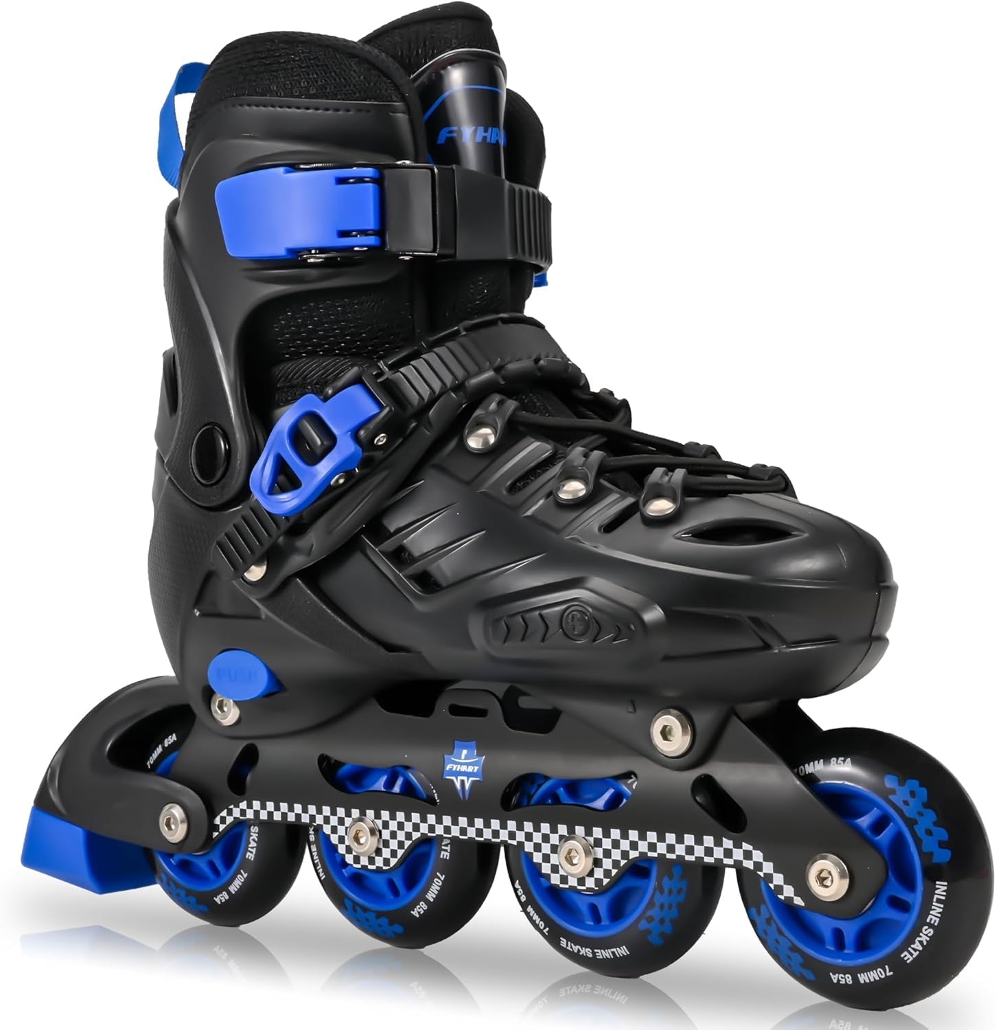 FYHART Einstellbare Kinder Inline Skates für Jungen Mädchen Kind Jugend kleine Kinder, Kinder Roller Inline Skates Indoor Outdoor Spielen (Schwarz & Blau, S)