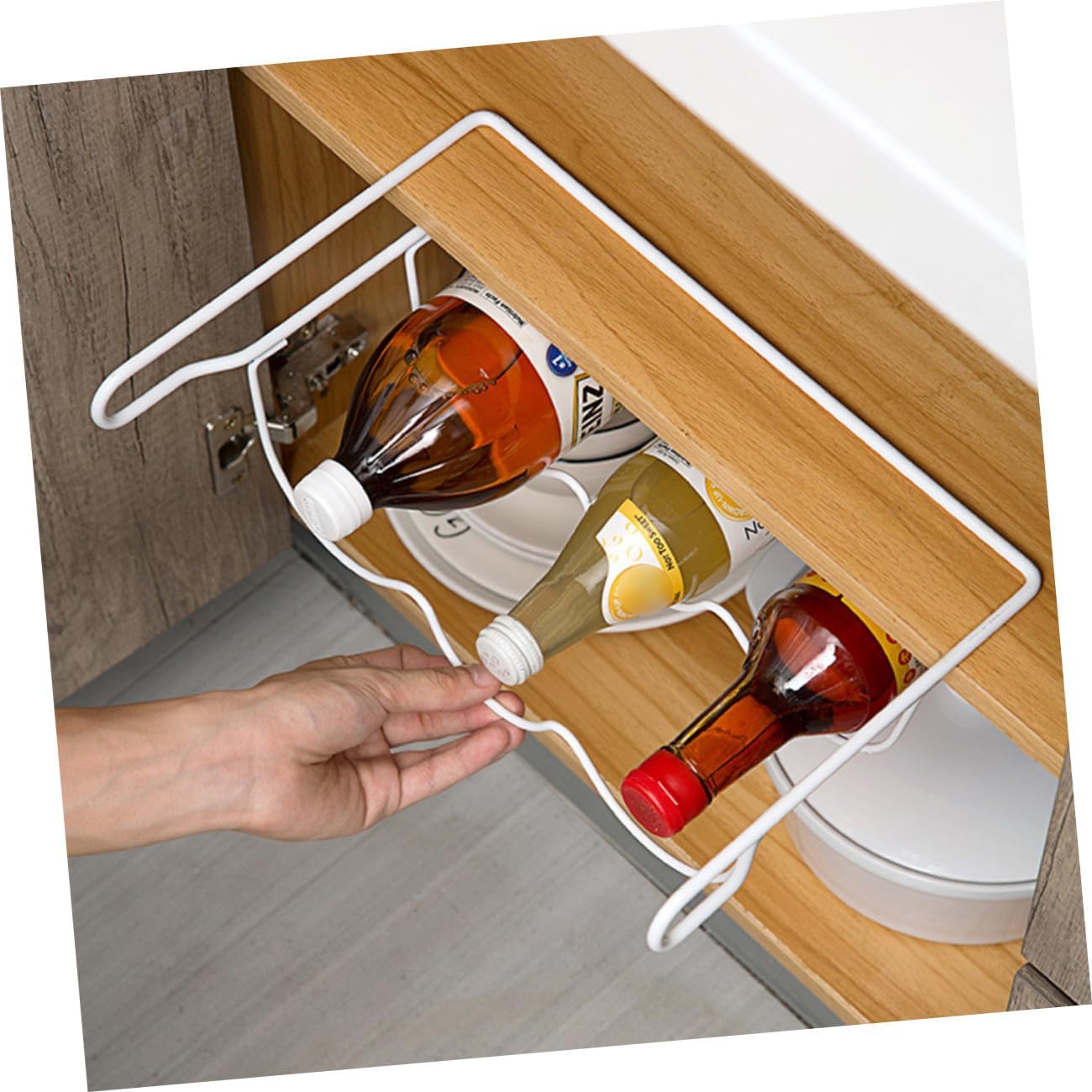 PRETYZOOM Hanging Wine Rack Fridge Beer Bottle Rack Soda Can Holder Bottle Storage Shelf