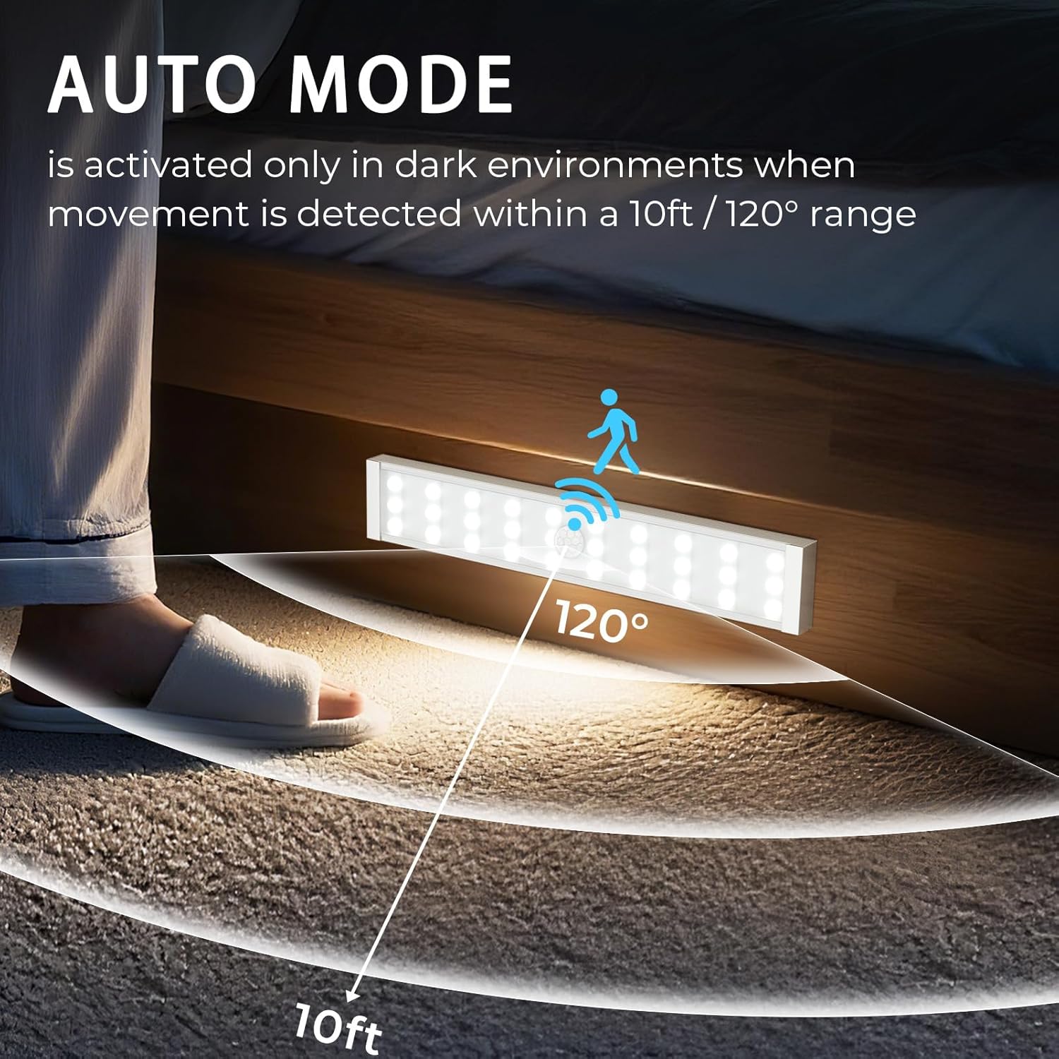 Under Cabinet Lighting, 6Pack Motion Sensor Light Indoor with 3 Color Temps, Dimmable Closet Lights, LED Magnetic Light, Rechargeable Under Counter Lights for Kitchen, Wardrobe, Hallway, Stairs
