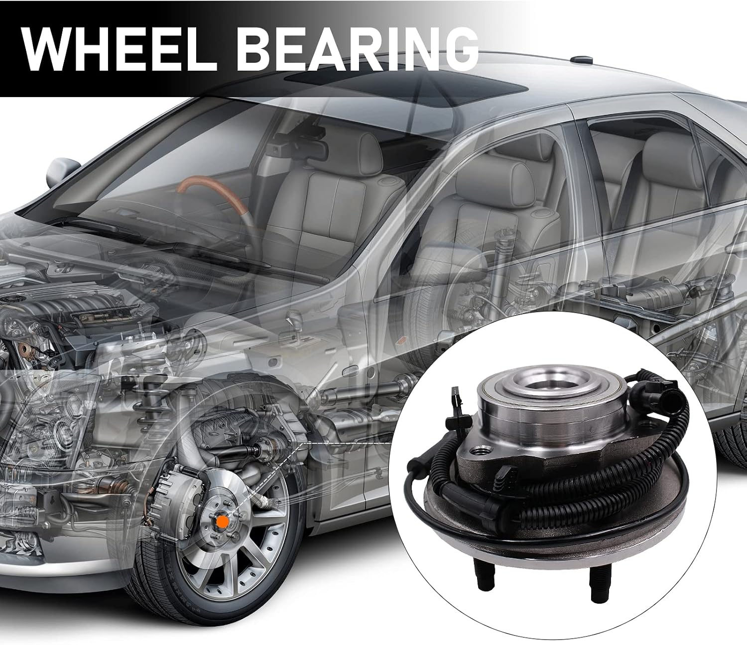 MACEL 515078 Front Wheel Hub Bearing Assembly Compatible with Ford Explorer Sport Trac Mercury Mountainee 5 Lugs W/ABS