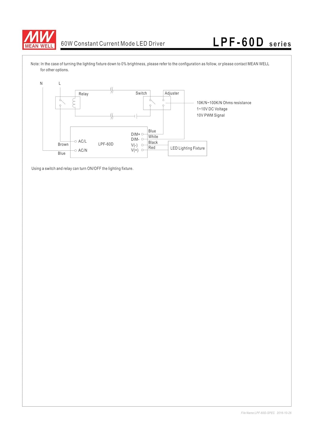12V 60W Power Supply Single Output Switching Mean Well Power Supply LPF-60D-12