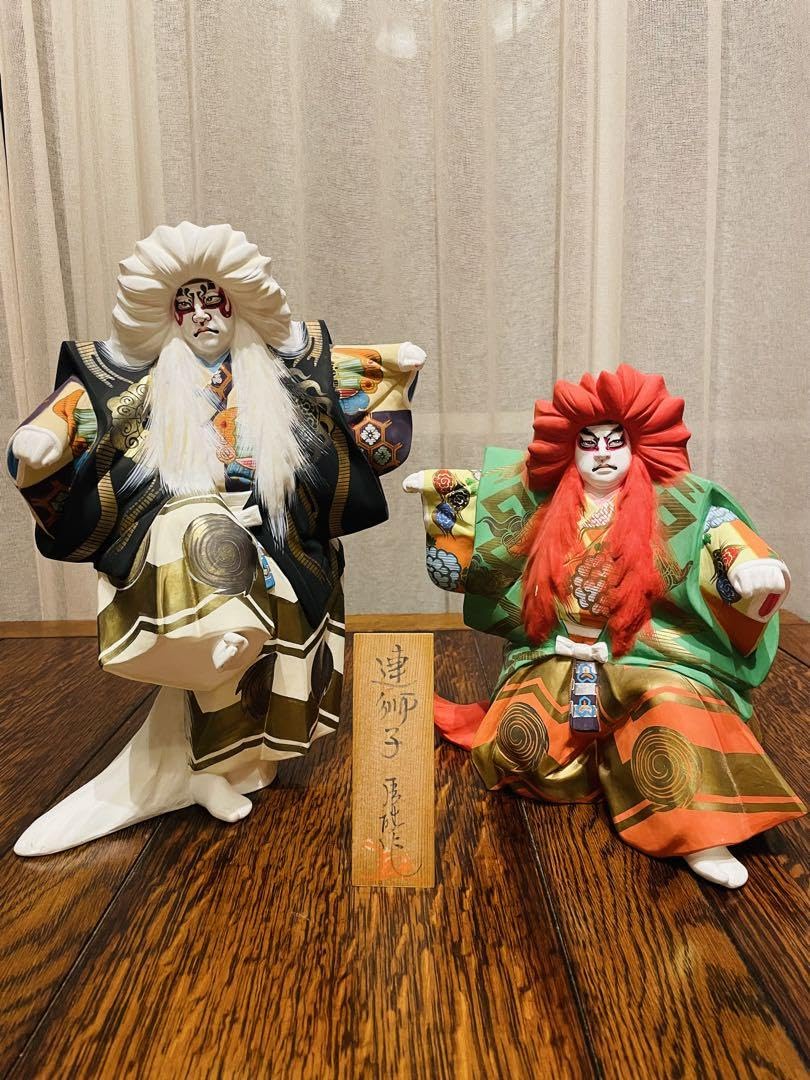 Amazon.co.jp: 博多人形 連獅子 川崎虎雄（乕雄）作 親獅子の精 仔獅子