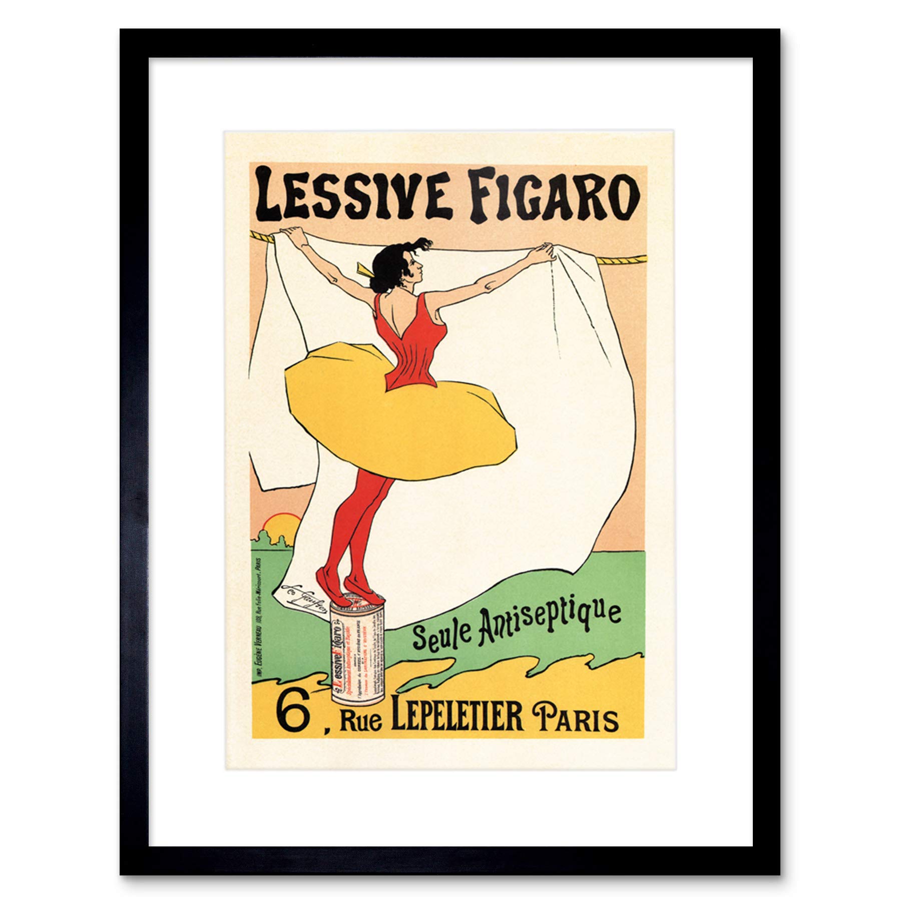 Wee Blue Coo Figaro Washing Powder Soap Paris France Artwork Framed Wall Art Print 9X7 Inch