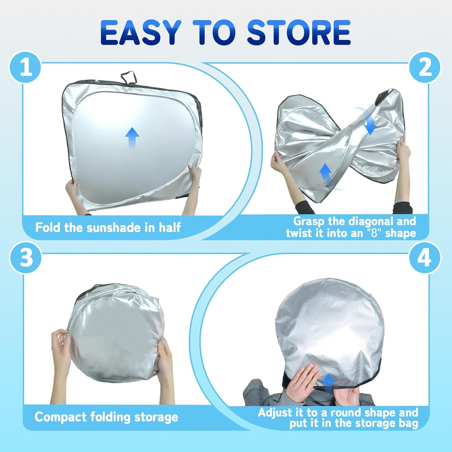 Custom Fit Windshield Sun Shade for Mercedes-Benz C-Class 2015-2021, Foldable Car Sunshade Accessories with Storage Bag, UV & Heat Reflector, Keep Your Car Cooler
