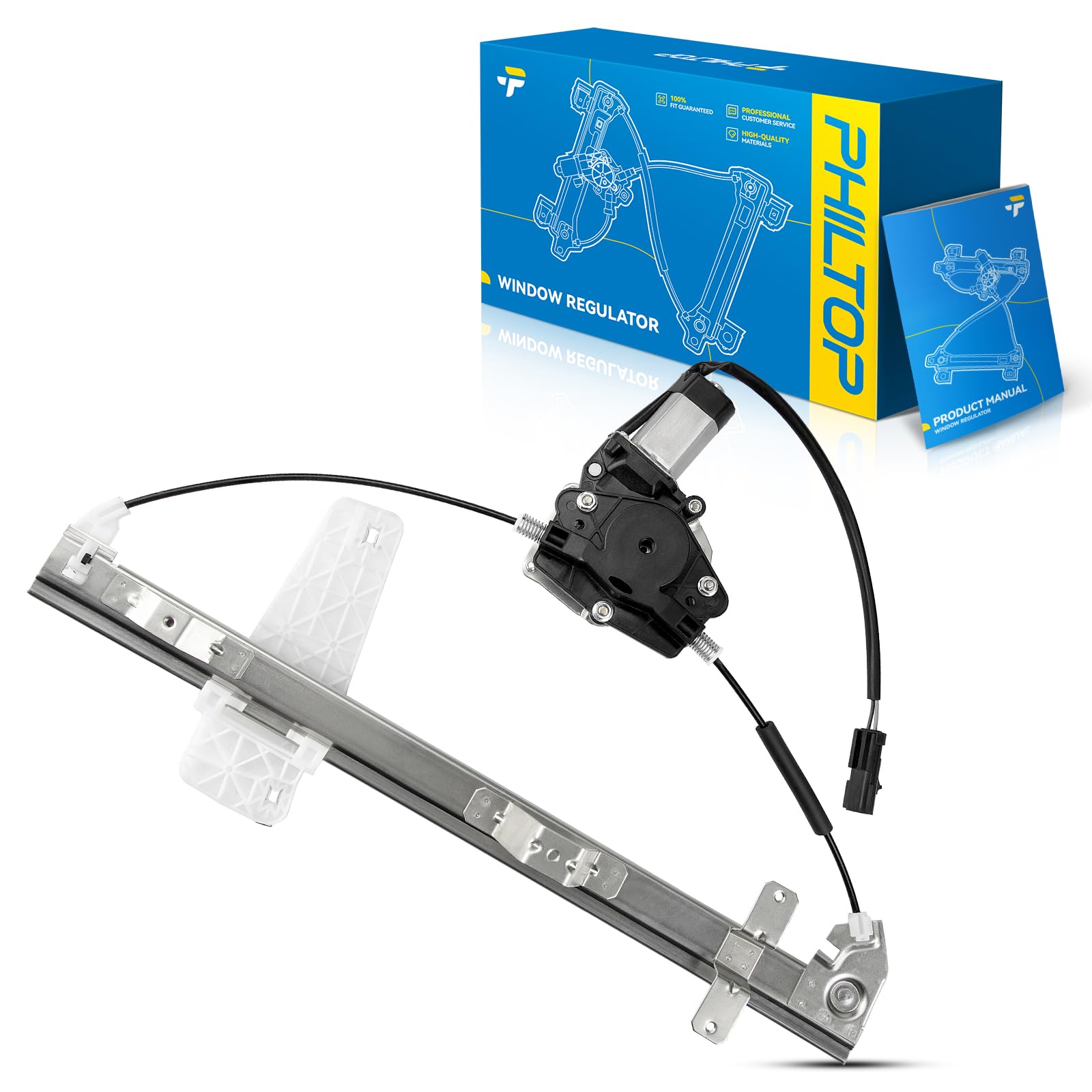 PHILTOP Front Right Passenger Side 741-557 Power Window Regulator w/Motor