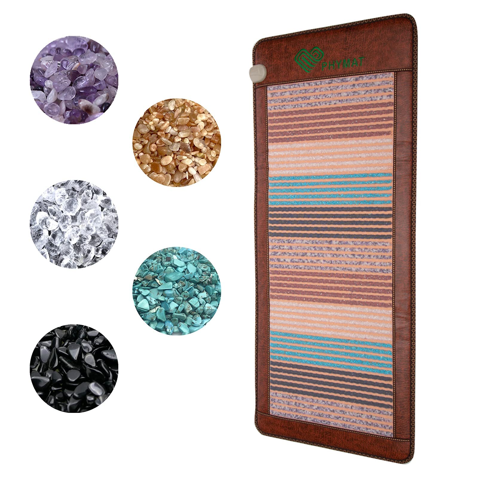 PHYMAT 5-Colour Far Infrared Heating Pad, Natürlichen Kristall Amethyst Infrarot-Heizmatte Ferninfrarot Heizkissen, große 170x70cm Ganzkörper-Biokristall-Heizmatte, Infrarot Matte mit Smart Control