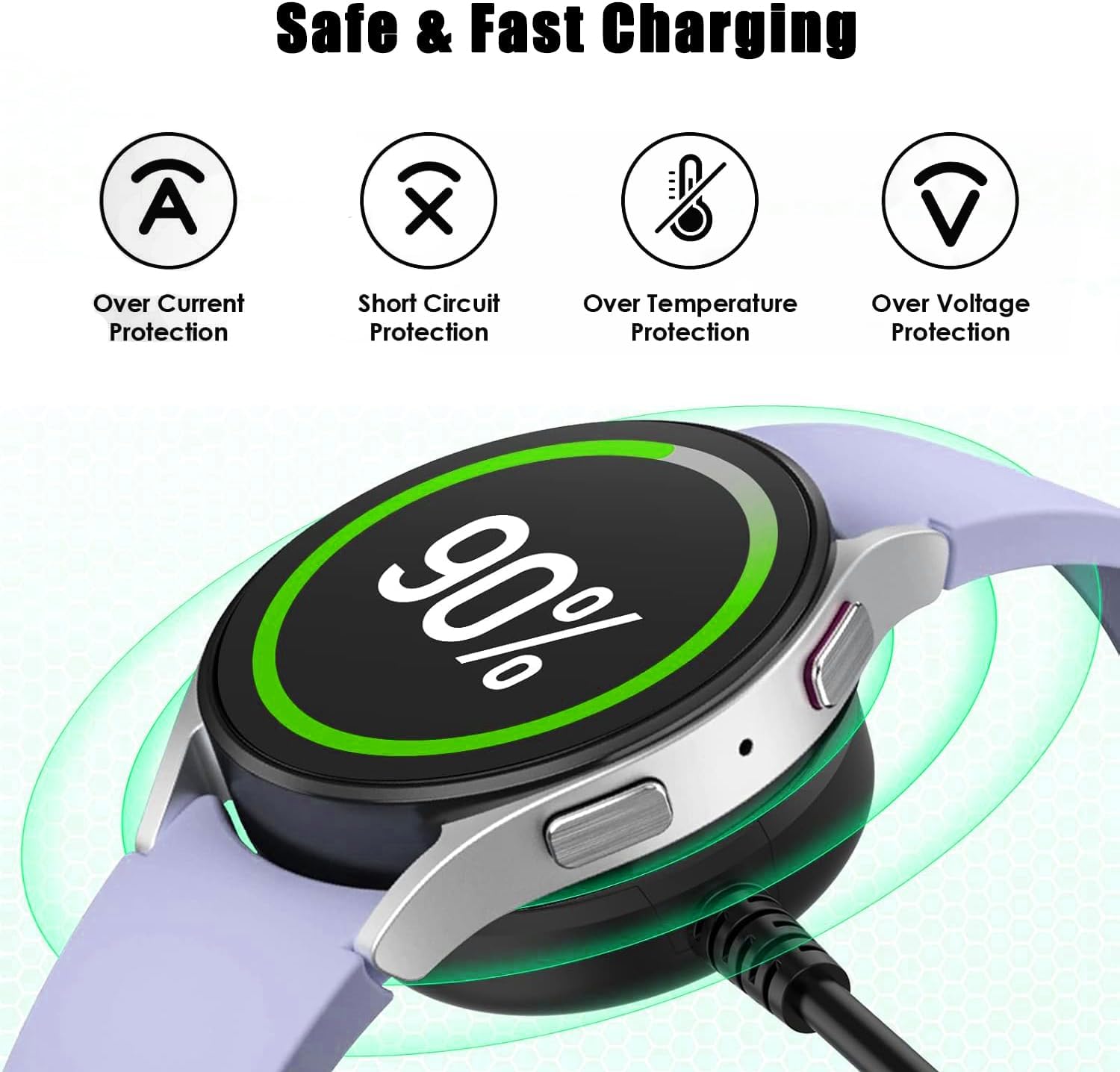 Replacement Samsung Watch Charger for Samsung Galaxy Watch 8/8 Classic, 6/7/Ultra, 6 Classic, 5/5 Pro/4/4 Classic/3/Active 2/Active 1 Wireless Fast Charge with Magnetic Wireless Charging Cable (3.3FT)