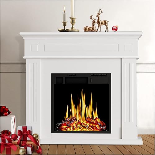 Lvory - Chimenea eléctrica con repisa blanca para chimenea 1500 W chimenea eléctrica independiente con control remoto calentador eléctrico de