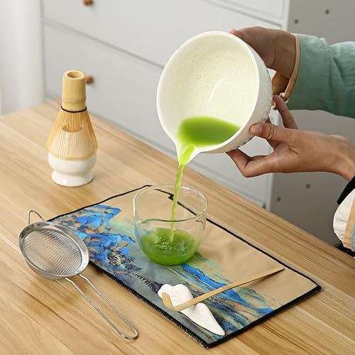 Miniatura 8 de Juego de matcha japonés Matcha Whisk Matcha Bowl con boquilla de vertido, soporte para batidor de matcha, kit para hacer té. 1 juego de batidor de