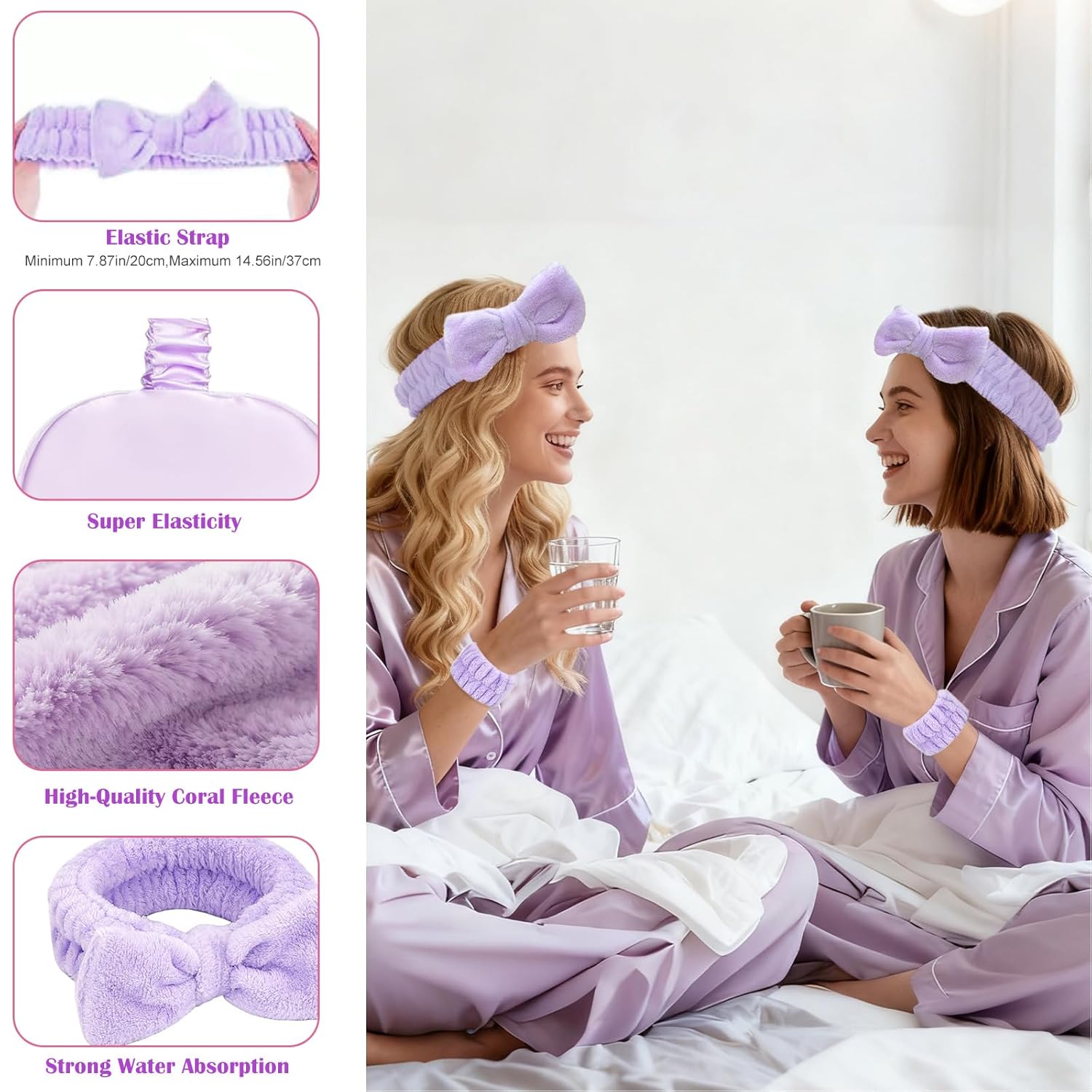 spa headbands and eye masks close-up