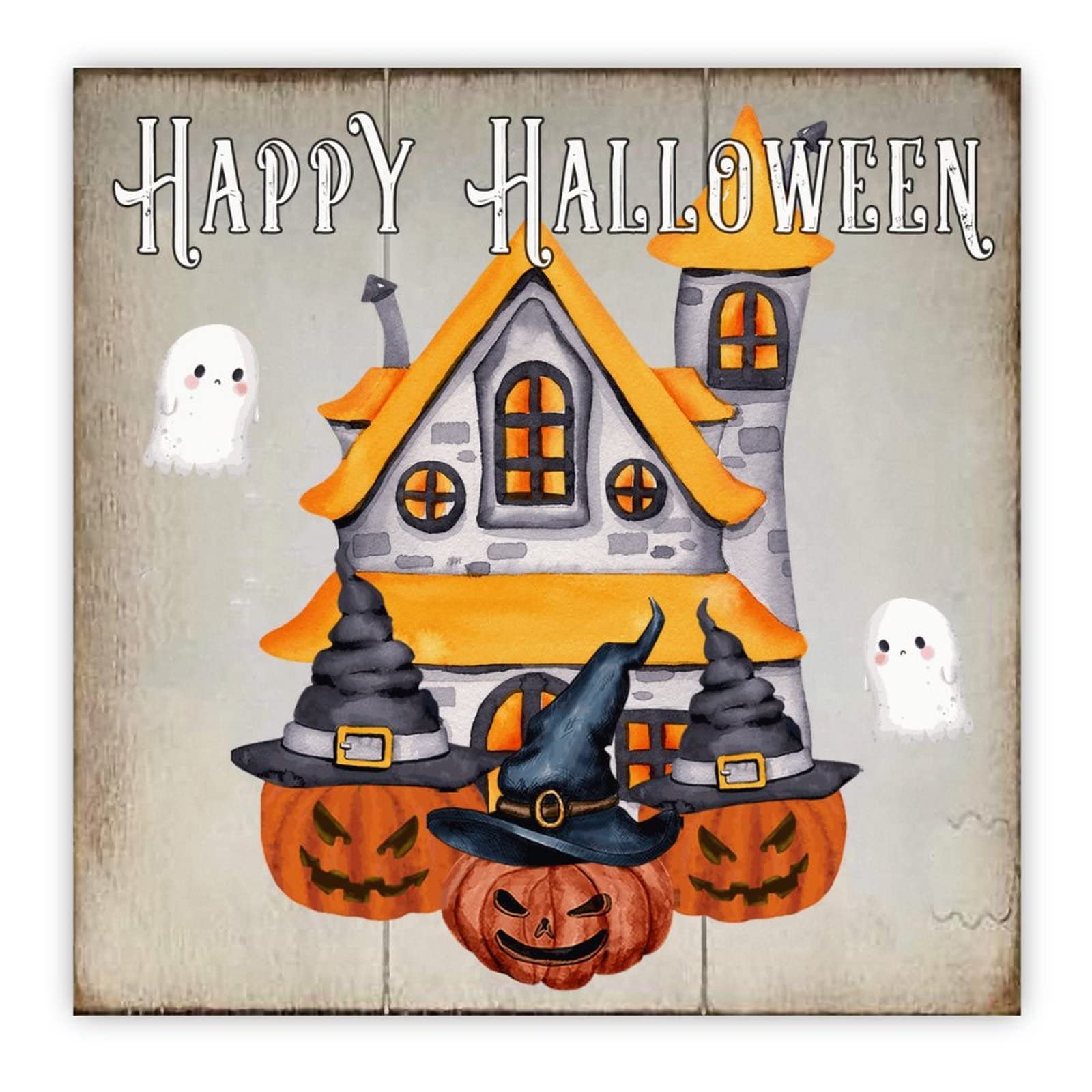 Plaque de bois Happy Halloween pour embellir votre maison en automne