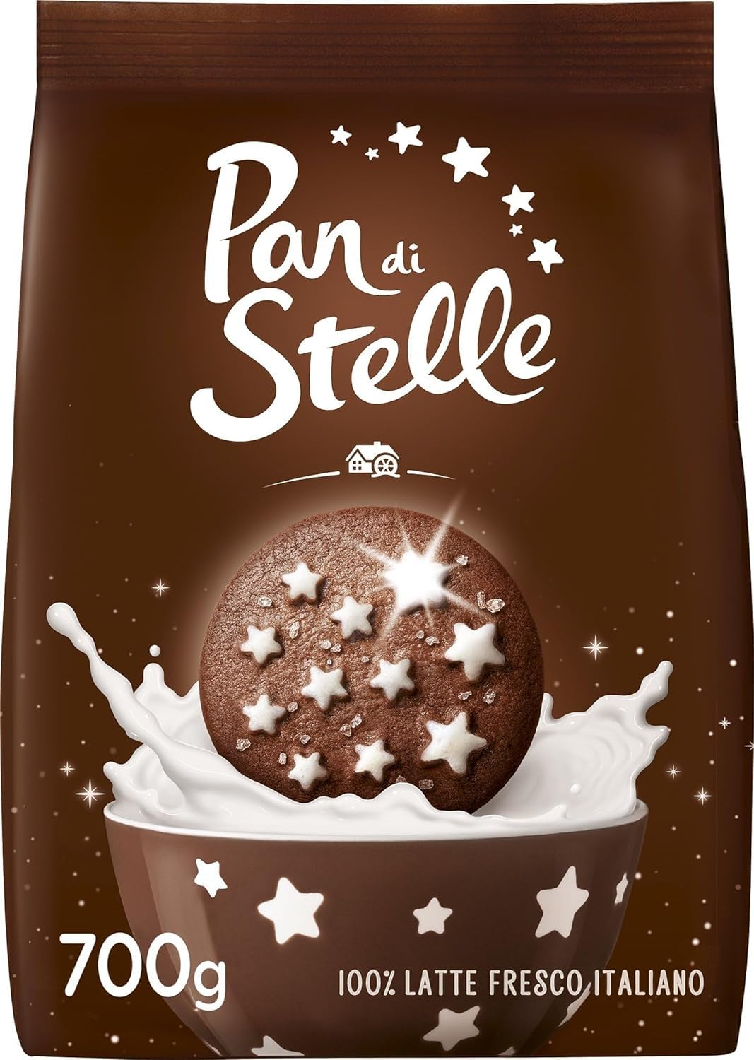 12X Pan di Stelle Biscotti Frollini con Cacao, Cioccolato e Latte Fresco Italiano, Colazione Ricca di Gusto, 700 g + JOYTALY BORSA SPESA GRATIS