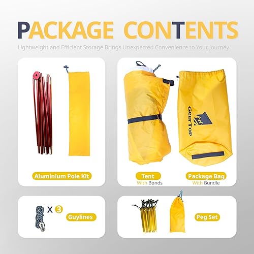 Miniatura 7 de GEERTOP Tienda ultraligera de 2 personas impermeable de dos hombres mochila tiendas para acampar al aire libre mochilero