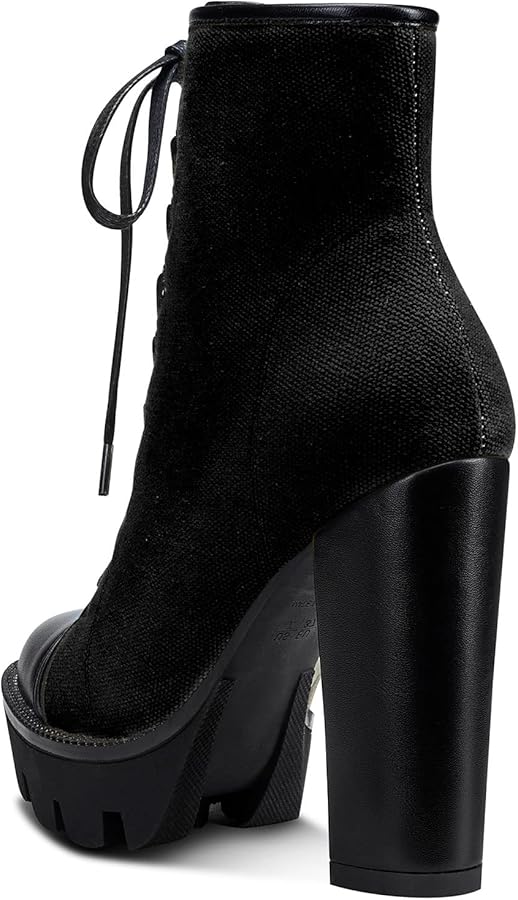 Aachcol Women's Chunky Block Heel Ankle Boots - 3 Inch Pointed Toe Suede Booties Lace Up