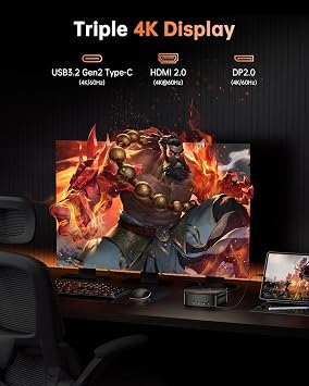 KAMRUI Mini Gaming PC, Hyper H1 win-11 Pro AMD Ryzen 7 7735HS (Beat 7730U/6800U, Up to 4.75GHz) Mini PC, 24GB LPDDR5 5500MT/s 512GB SSD Micro Pc, Mini Computer Triple 4K Display/2.5G LAN/WiFi6/BT5.2