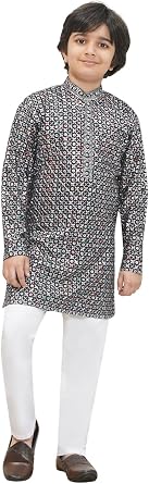 AJ DEZINES Kids Cotton Blend Full Sleeve Embroidered Kurta Pajama Set for Boys - Indian Ethnic wear