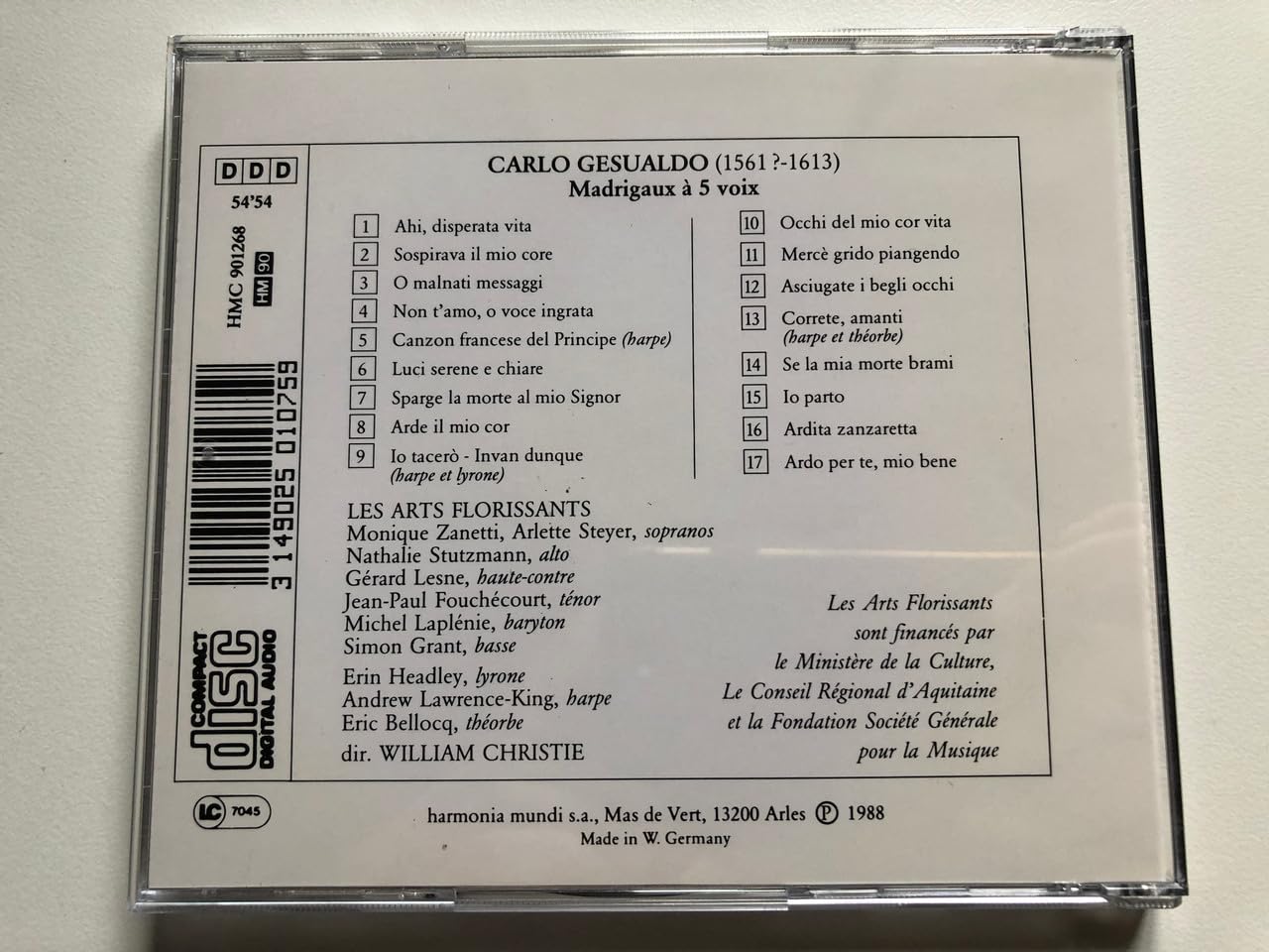 Gesualdo - Madrigale / Les Arts Florissants, Christie