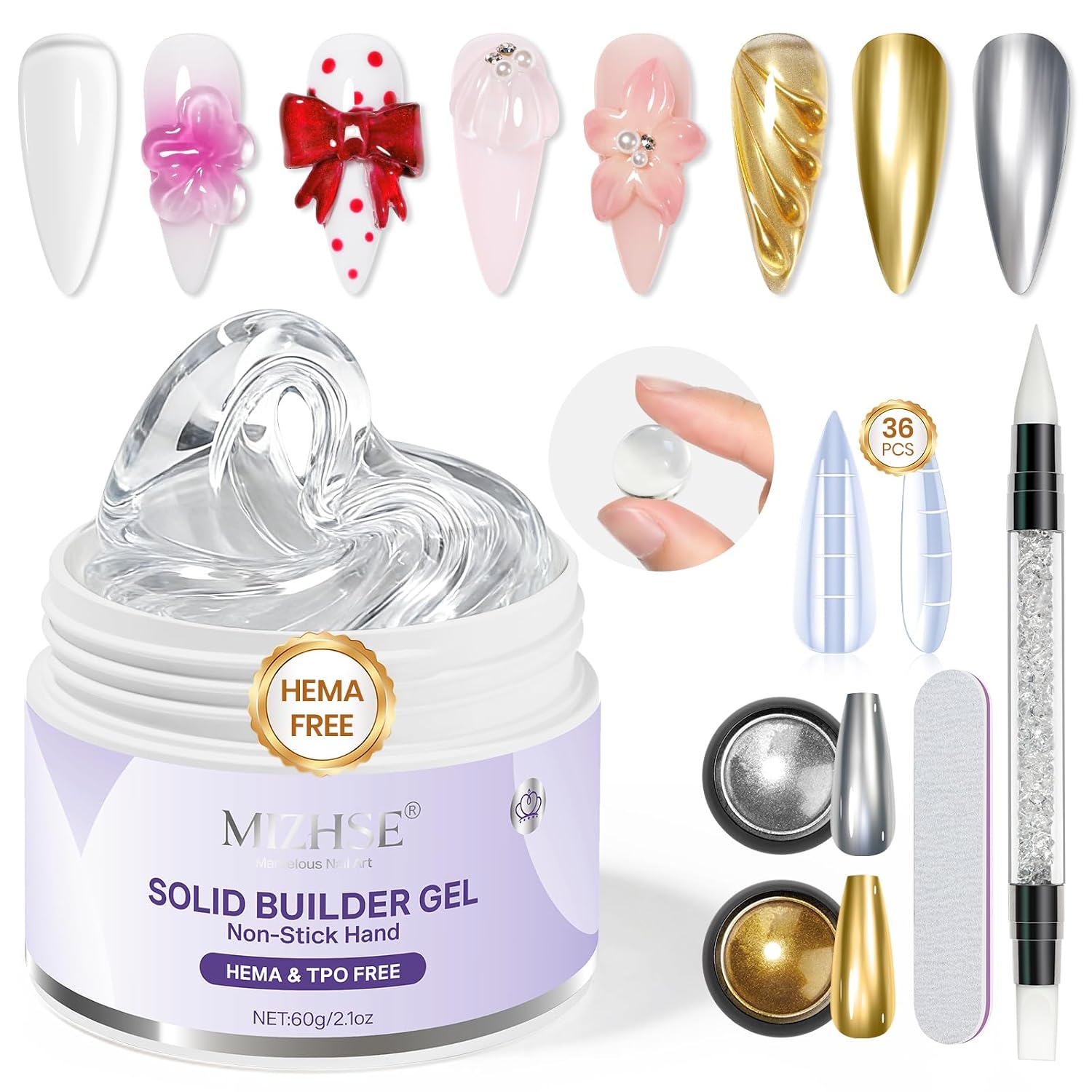 MIZHSE Solid Builder Gel for Nails - Non-Sticky Sculpting Gel