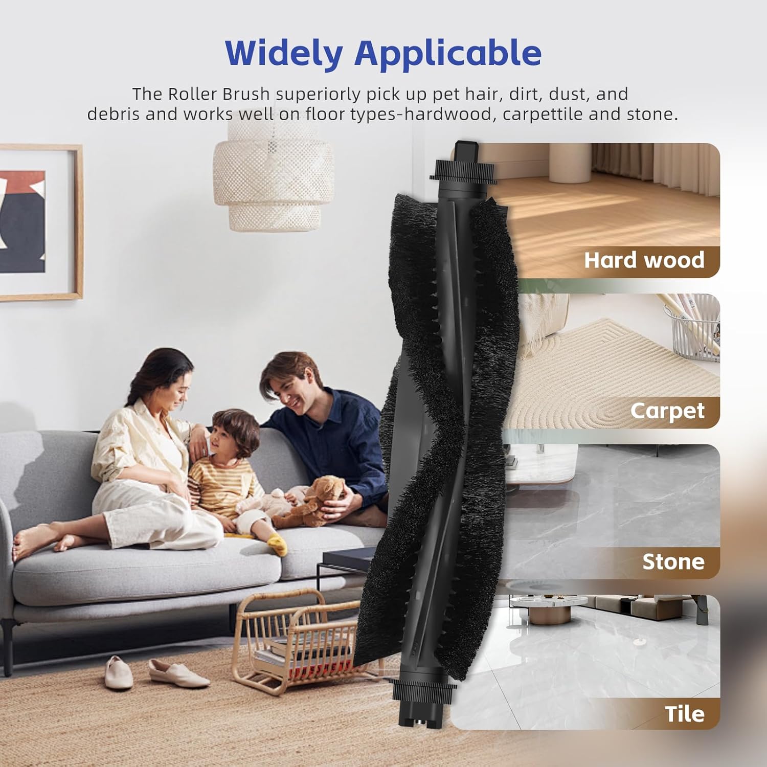 L50 L60 Replacement Roller Brush Compatible for Eufy L50, L60 Series Robotic Vacuums, Includes 3 Main Rolling Brushes, 1 Cleaning Tool