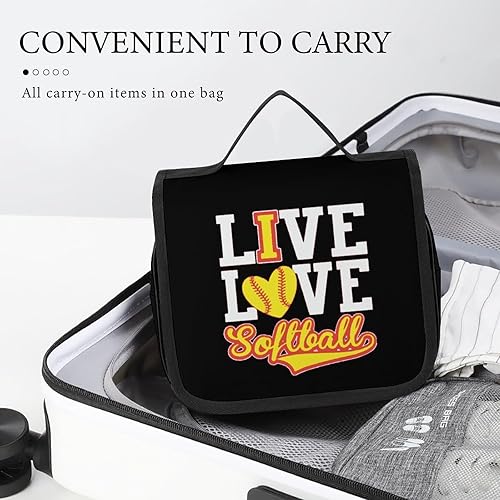 Miniatura 6 de Live Love - Neceser de sóftbol con gancho para colgar, resistente al agua, bolsa de cosméticos para maquillaje, bolsa organizadora de viaje para