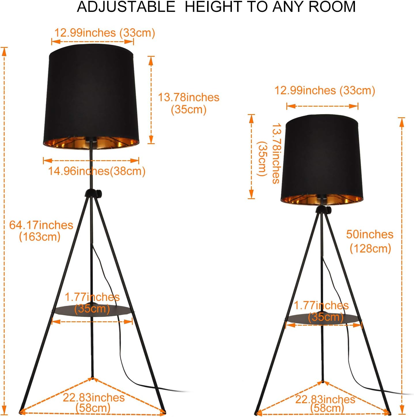 Best Deal Cheap 🛒 Tripod LED Floor Lamps for Living Room with Shelf, Mid Century Modern Standing Light with Table Attached for Bedroom, Adjustable Metal Contemporary Design, Black Lamp for Office-Without Blub Get Special Price Tripod LED Floor Lamps for Living Room with Shelf, Mid Century Modern Standing Light with Table Attached for Bedroom, Adjustable Metal Contemporary Design, Black Lamp for Office-Without Blub