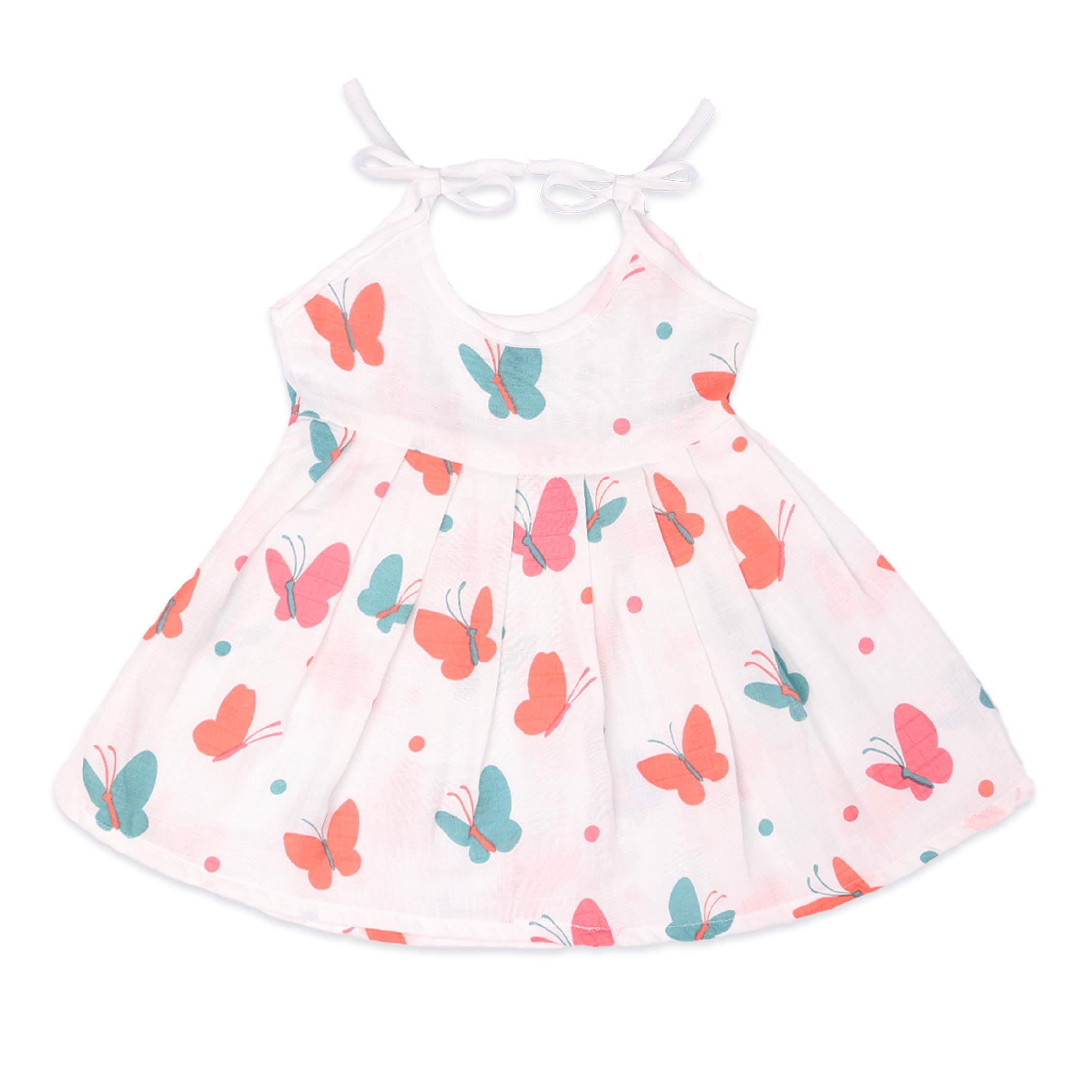 Kidbea® Extra Soft Muslin Fabric Baby Girls Frock | Pack of 5 | Rainbow, Cute Chick, Butterfly, Space and Tiger Print Size 0-3 Months - Image 9 thumbnail