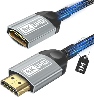 HDMI Extension Adapter, 8K HDMI Extender Male to Female Cable Adapter 18Gbps High Speed UHD HDR ARC 3D Compatible with TV Stick Roku Blu-Ray Xbox PS5 PS4 HDTV Laptop-3.3 feet