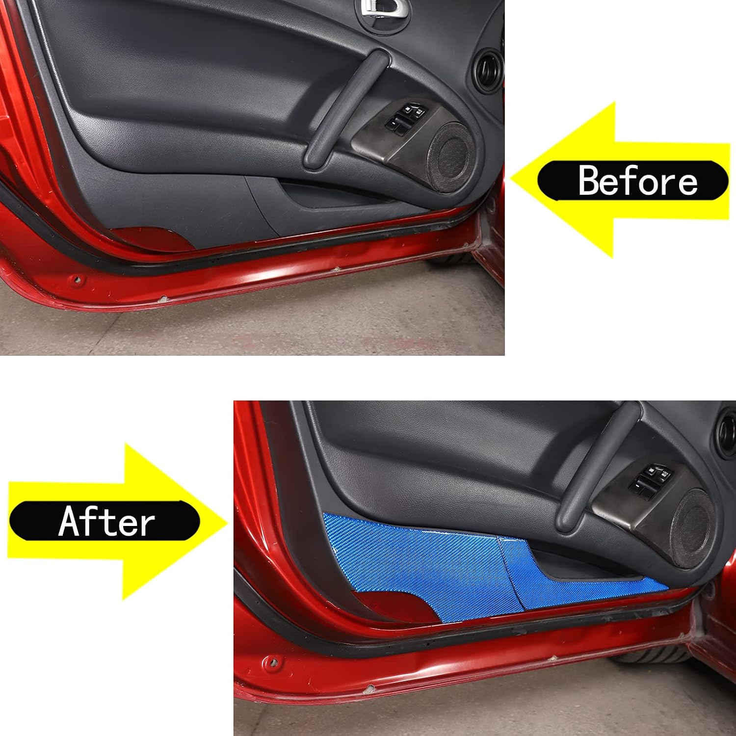 Car Door Anti Kick Mat Sticker Trim 2PCS Compatible with Mitsubishi Eclipse 2006-2011 Soft Carbon Fiber Interior Door Lower Panel Decals Sticker (Style B-Blue Carbon)