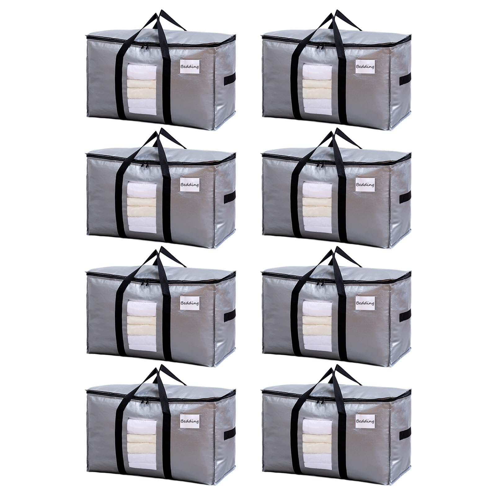 TAILI 8 Pack Silver Extra Large Moving Bags,Storage Bag with Visible Window