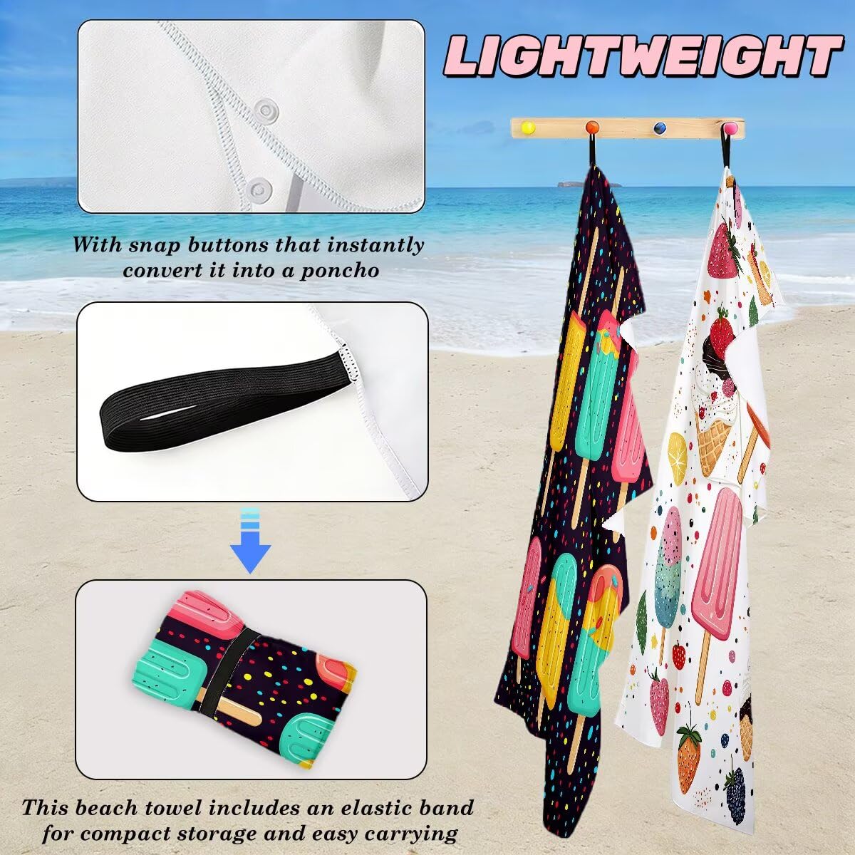 Serviette de Plage XXL 100x220 cm, Lot de 2 Serviette de Bain Microfibre, Anti Sable Serviettes Plage, Séchage Rapide Drap de Bain pour Homme Femme, Portable Fine Serviettes pour Fitness (Glace) -4087