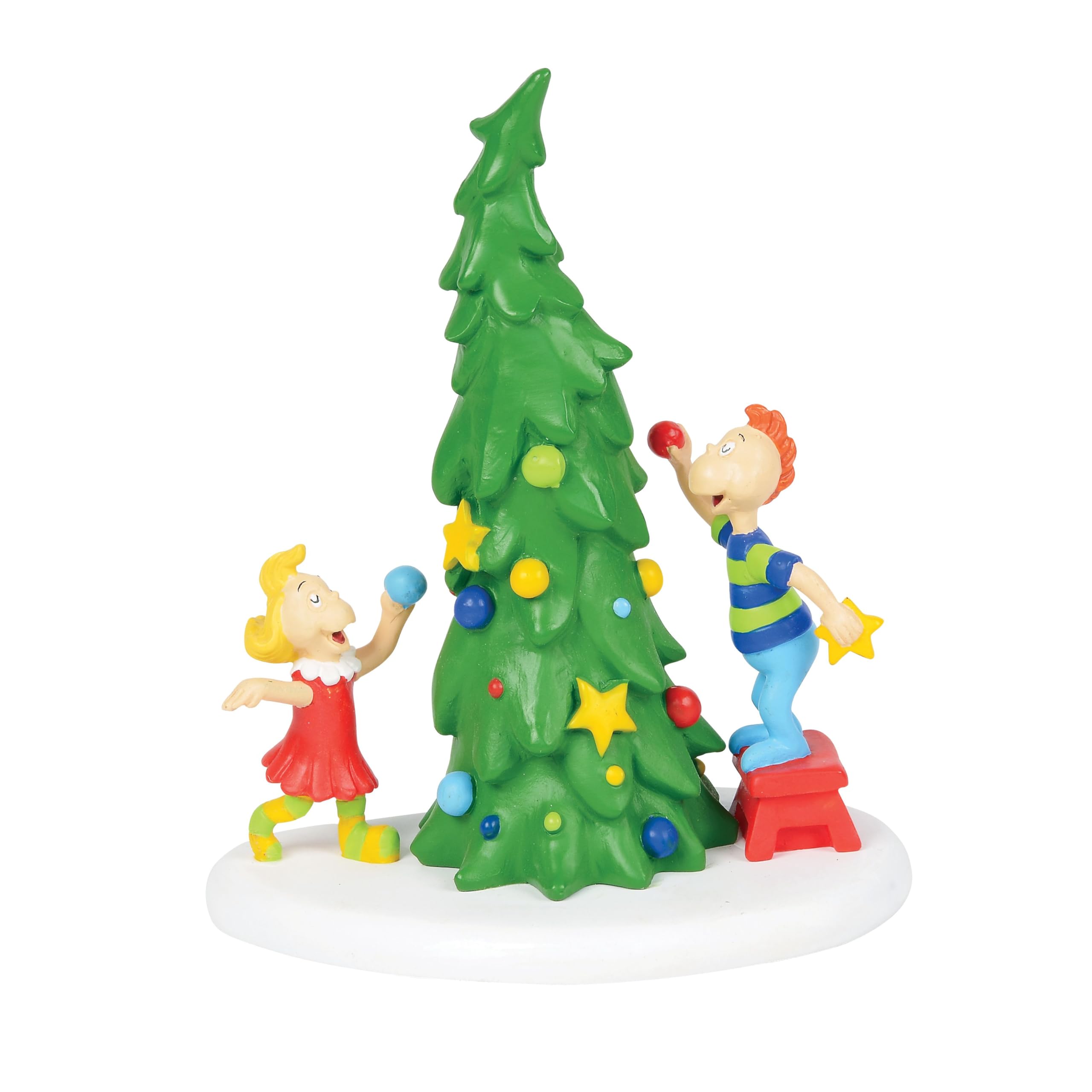 Department 56 Dr. Seuss The Grinch Village Accessories Whoville Noel Ağacı Figürü, 10 cm, Çok Renkli