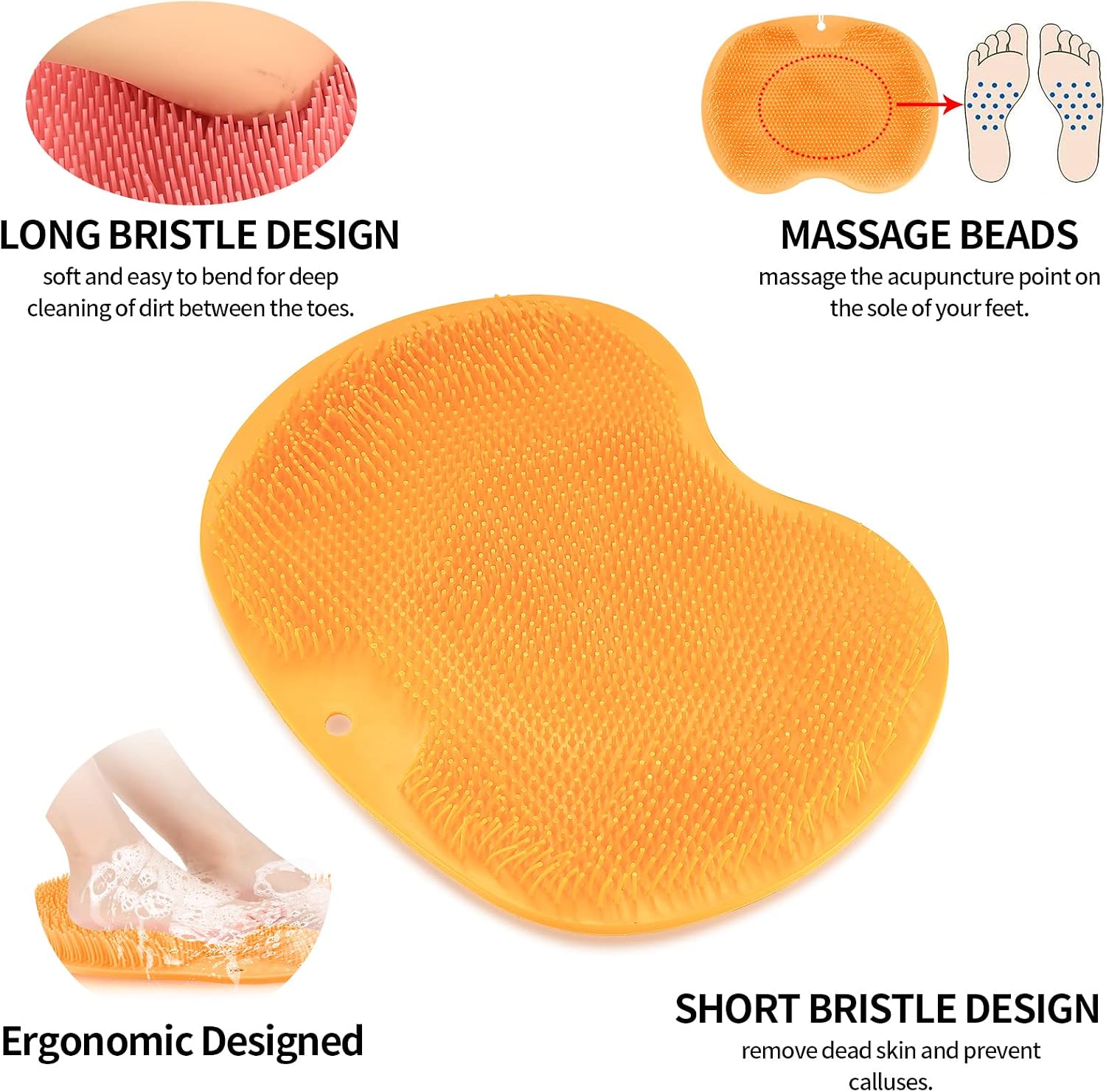 2-Pack Shower Foot Scrubber Mat Back Washer Back Exfoliating Bath Wash Pad Wall Mounted Slip Suction Cups Foot Scrubber for Use in Shower Cups Foot Cleaner for Men and Women