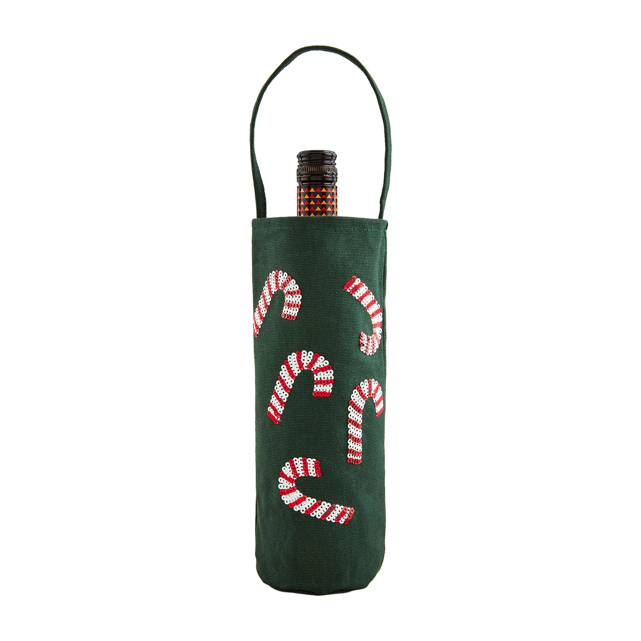 Sac à vin à paillettes vert Mud Pie 38,1 cm l'écrin cadeau festif idéal