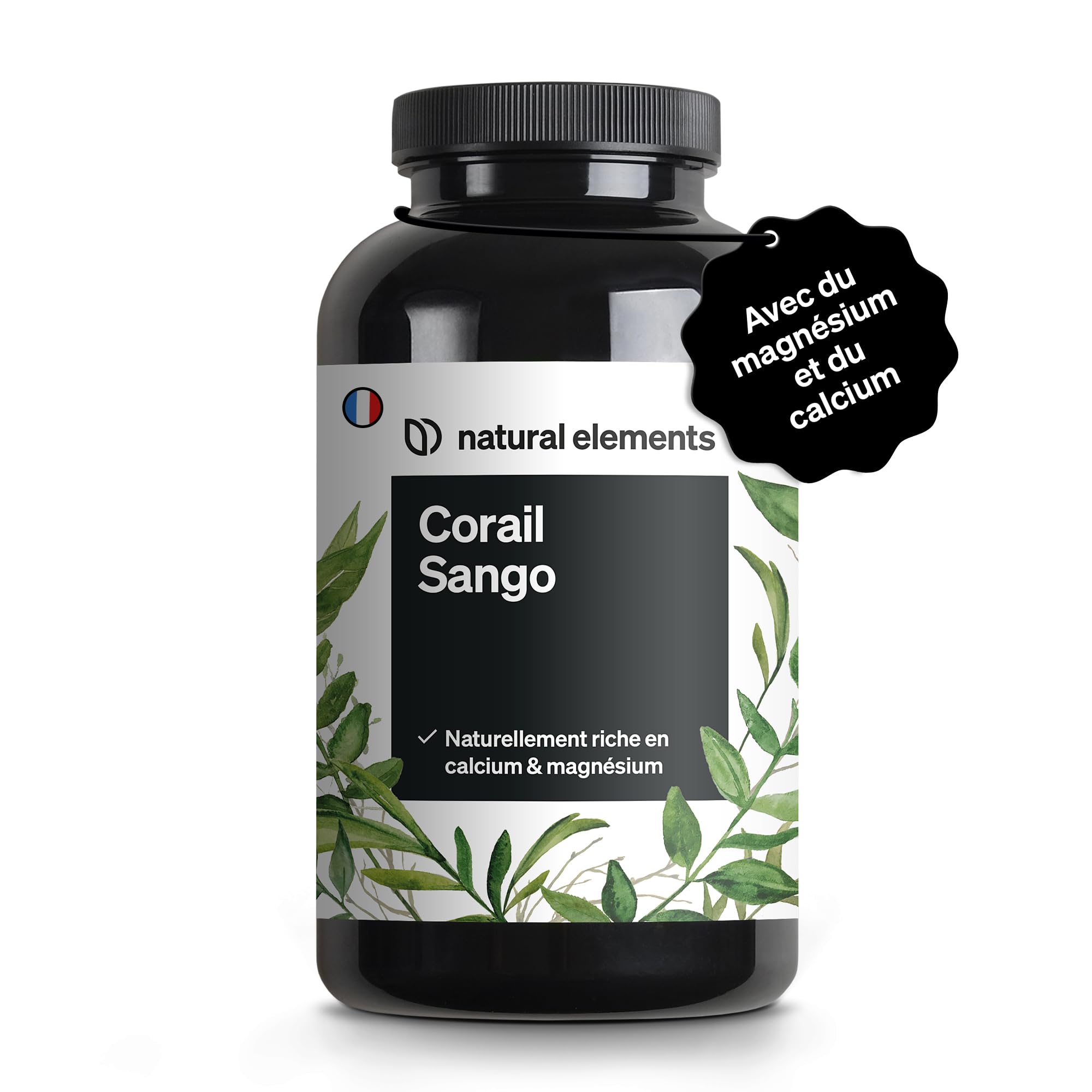 Corail marin sango – 180 gélules – 660 mg de calcium – 330 mg de magnésium – source naturelle de calcium et de magnésium – contrôlé en laboratoire, sans additifs, hautement dosé