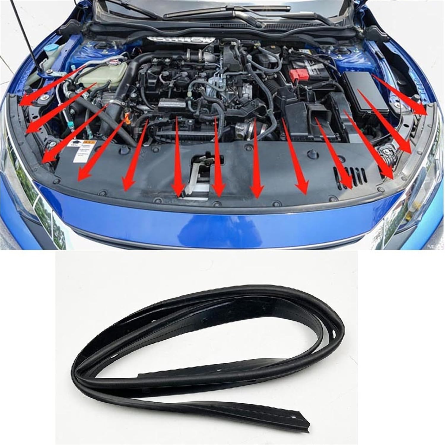 Car Front Engine Hood Headlight Sealing Strip Weatherstrip Rubber Buffer Seal