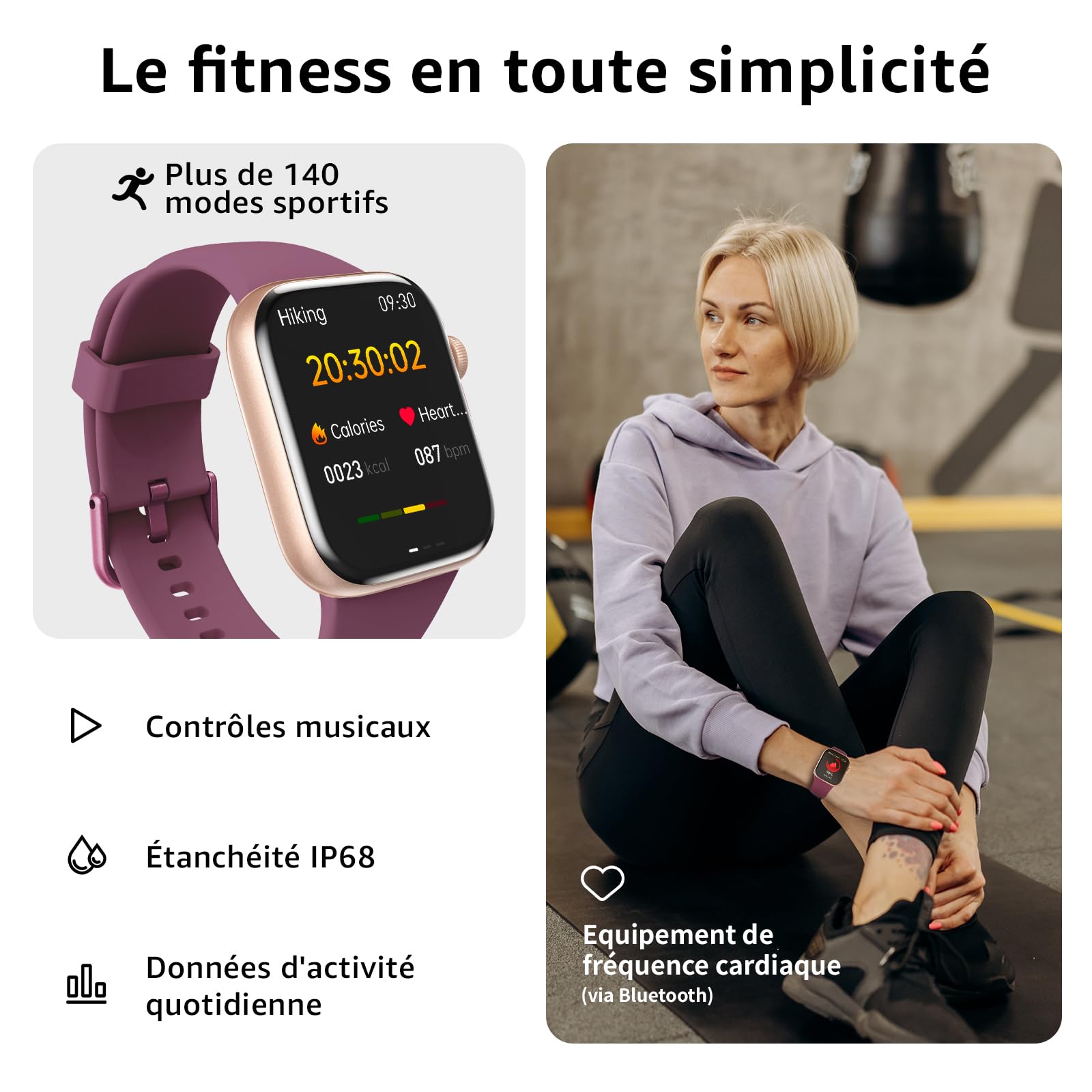 AcclaFit Montre Connectée Homme Femme avec Appels Bluetooth, Écran 1.85" HD Smartwatch Sport (140+ Modes), Cardiofréquencemètre, Moniteur de Sommeil, Étanche IP68 pour Android iOS