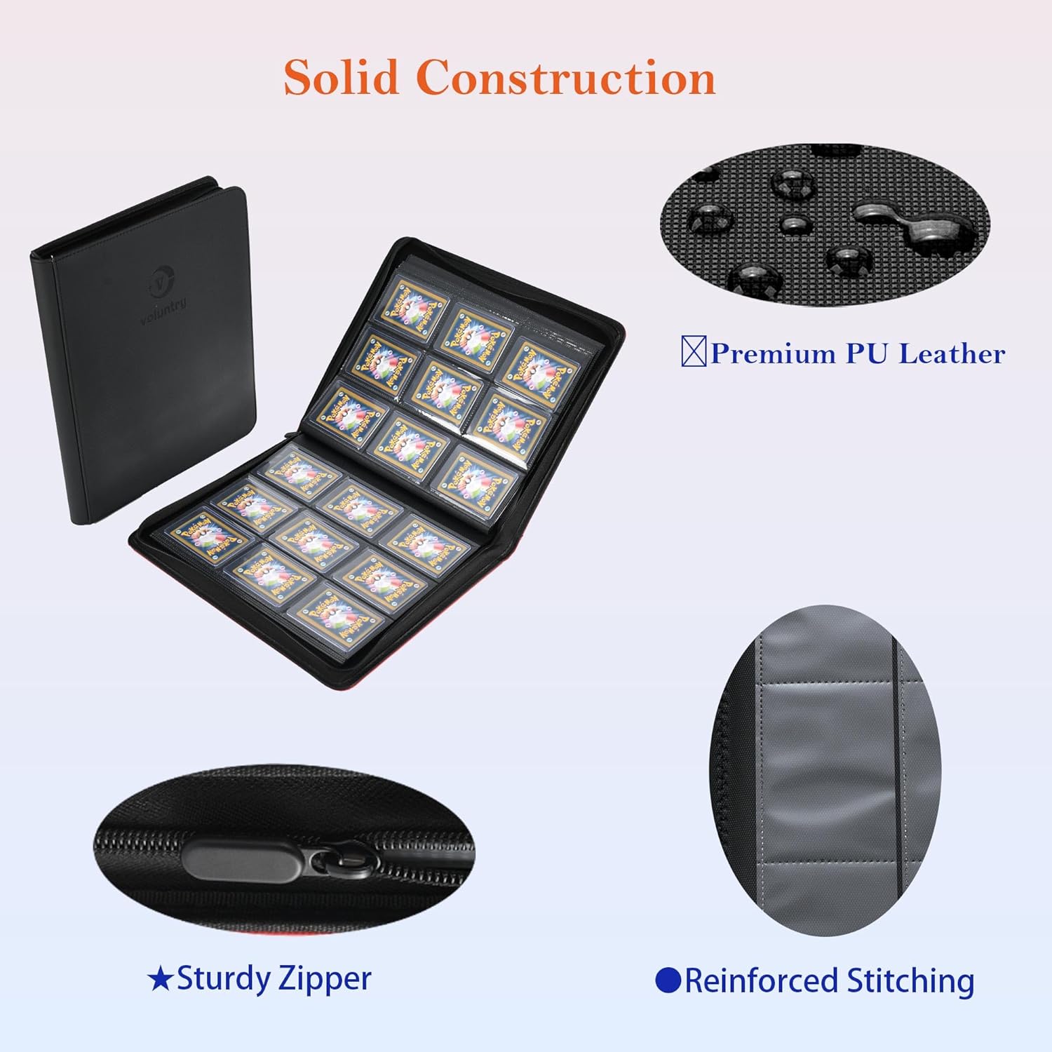 9 Pocket Zippered Toploader Binder - Premium PU Leather, 9-Pocket 20 Pages Waterproof Trading Card Album for Pokemon/MTG/Yu-Gi-Oh/Sports Cards (blue)