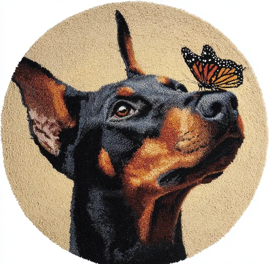 Kitquiver Latch Hook Rug Kit,Doberman 50X 50Cm