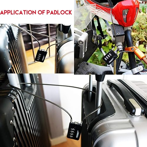 Miniatura 8 de RESET -200 candado de cable flexible de combinación de 4 dígitos, 12 pulgadas (11.8 in) de largo, cable de 0.118 in de diámetro para tapa de basura,
