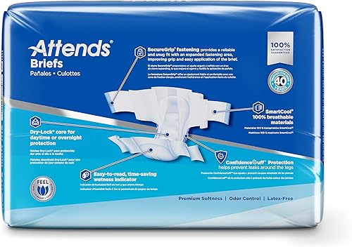 Vista 20 de Attends Confidence - Calzoncillos desechables SmartCool para adultos, regular, cintura de 44 a 56 pulgadas, cierre de pestaña SecureGrip, máxima