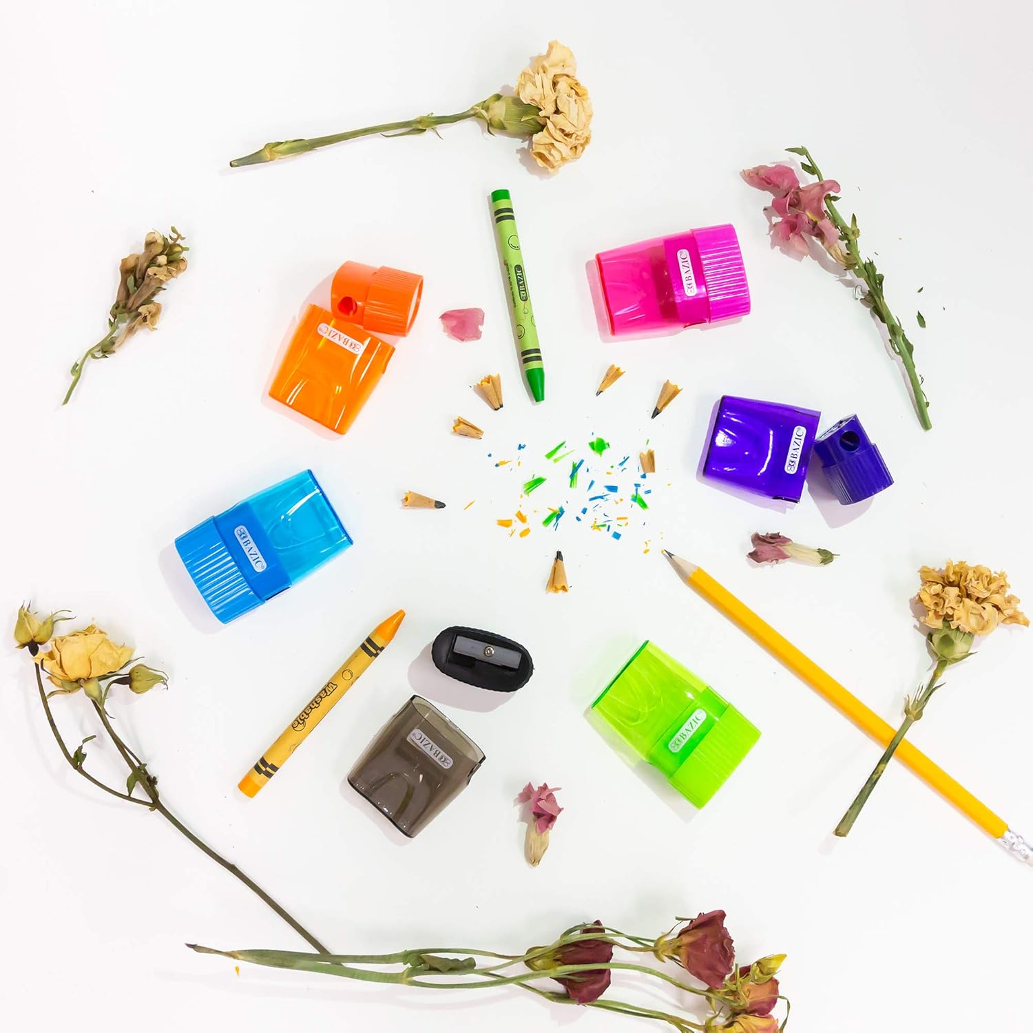 BAZIC Products Pencil Sharpener Single Hole Blade, Standard Size Pencils Crayon, Square One Blades Sharpeners for Office School, 144-Packs