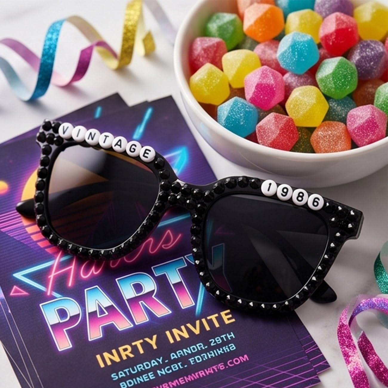 40th Birthday Sunglasses for Men and Women - Vintage 1986 Black Diamond Glasses for 40th Birthday Party Decors