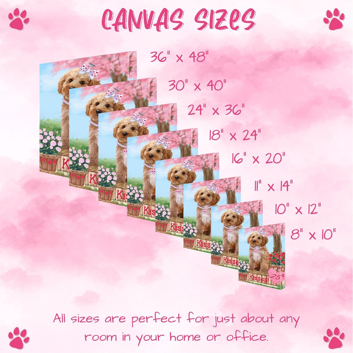 Rosie with Cockapoo Dogs Canvas Wall Art - Premium Quality Ready to Hang Room Decor - Black Floating Framed 16" x 16"