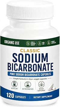 Classic Sodium Bicarbonate 650mg Natural Organic Use Sodium Bicarbonate Powder Pills Sodium Bicarbonate Tablets caps Stomach Acid Alkalinity 120caps
