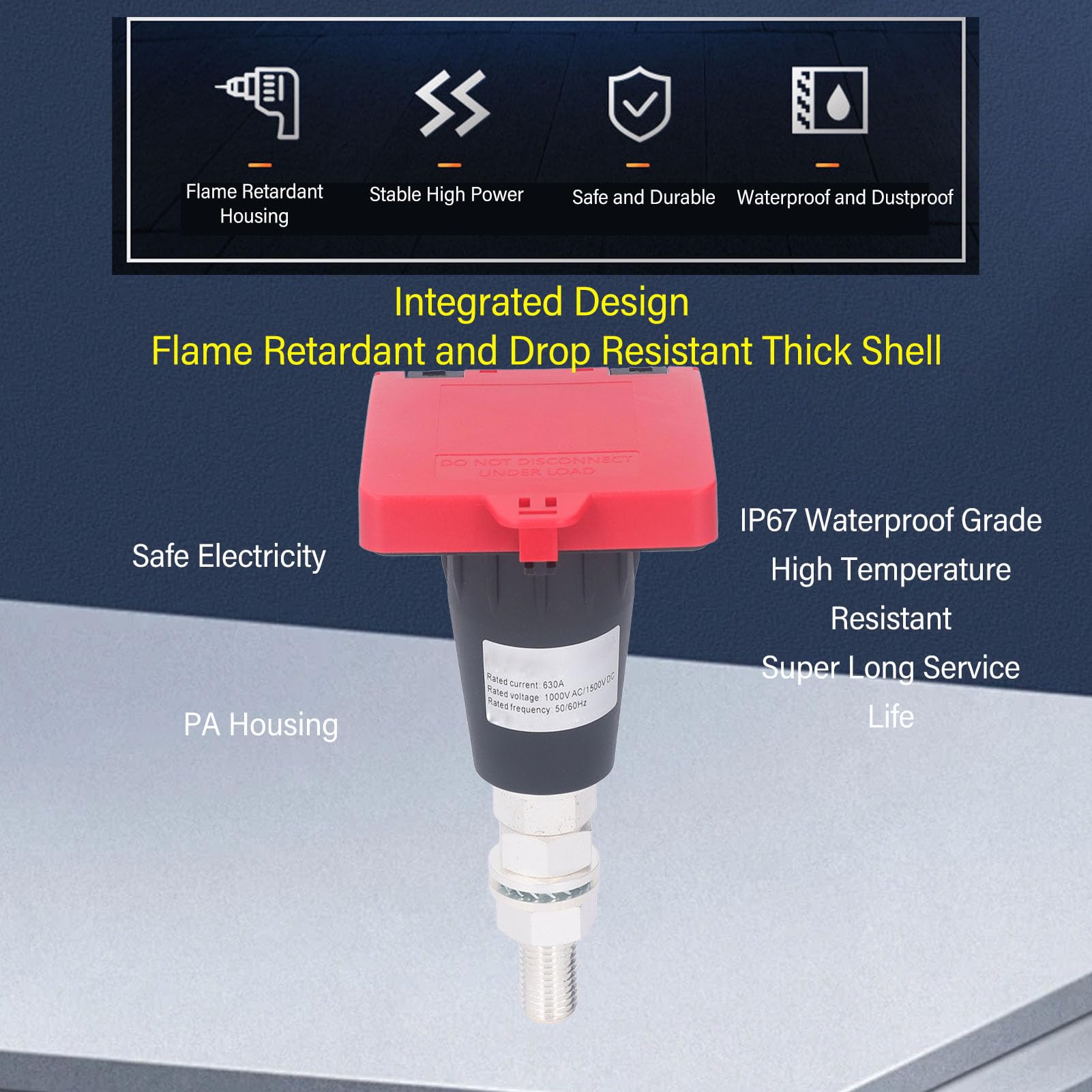 Naroote Conector de Alimentación Industrial de 4 Piezas, Conector Circular de Aviación IP67, de Alto Voltaje con Presión de Resorte Constante, Ideal para Unidades de EnergíA de Respaldo y Bancos de